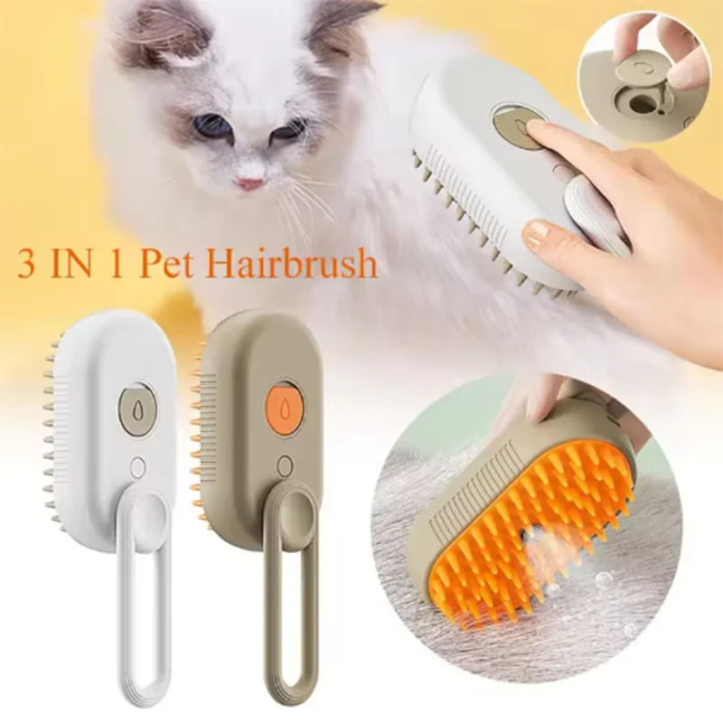 1pc New Cat Dog Pet Spray Massage Brush One Button Steam Spray Folding Rotatable Floating Hair Bath Hair Removal Brush Comb