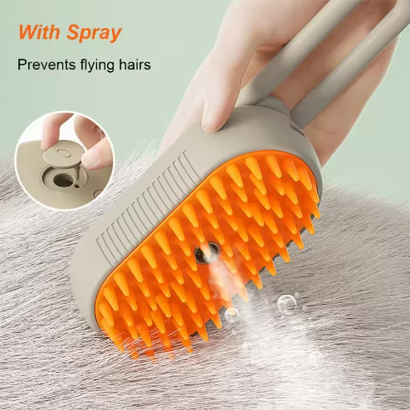 1pc New Cat Dog Pet Spray Massage Brush One Button Steam Spray Folding Rotatable Floating Hair Bath Hair Removal Brush Comb